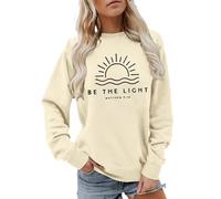 Generisch Women's Sweatshirt with Inspirational Message - Jumper with Christian Saying and Sun Graphic | Faith & Hope Top, style_i01 beige, L