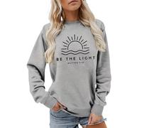 Generisch Women's Sweatshirt with Inspirational Message - Jumper with Christian Saying and Sun Graphic | Faith & Hope Top, Style_i05 Gray, L