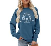 Generisch Women's Sweatshirt with Inspirational Message - Jumper with Christian Saying and Sun Graphic | Faith & Hope Top, Style_i03 Blue, L