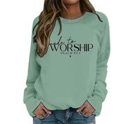 Generisch Women's Sweatshirt with 'Made to Worship' Print - Christian Jumper with Bible Verse | Faith Based Long Sleeve Shirt, Style_f04 Green, L