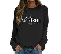 Generisch Women's Sweatshirt with 'Made to Worship' Print - Christian Jumper with Bible Verse | Faith Based Long Sleeve Shirt, style_f02 black, L
