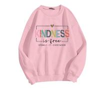 Generisch Women's Sweatshirt with Positive Kindness is Free Message - Casual Pullover with Colourful Saying | Top for a Friendly Everyday Life, style_o08 pink, XL