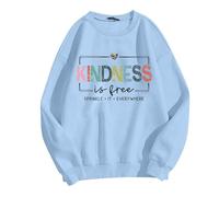 Generisch Women's Sweatshirt with Positive Kindness is Free Message - Casual Pullover with Colourful Saying | Top for a Friendly Everyday Life, style_o07 blue, 3XL