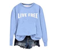 Generisch Women's Sweatshirt with Statement Print - Casual Pullover with 'Live Free' Lettering | Oversized Top for Everyday Use, style_a06 blue, M