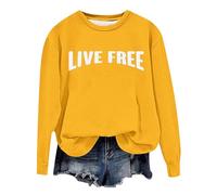 Generisch Women's Sweatshirt with Statement Print - Casual Pullover with 'Live Free' Lettering | Oversized Top for Everyday Use, style_a11 yellow, XL