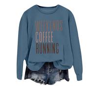 Generisch Women's Sweatshirt with 'Weekends Coffee Running' Saying - Long Sleeve Pullover for Runners | Casual Top for the Weekend, Style_i04 Navy, XL