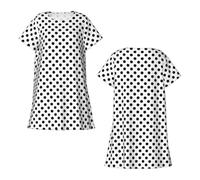 Generisch Women's T-Shirt Dress with Polka Dot Pattern - Casual Summer Dress in A-line | Short Sleeve Nightdress for a Playful Look, Style_v01 White, M