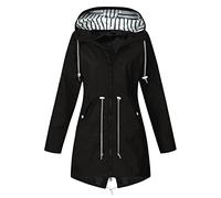 Generisch Women's Thickened Coat Plus Size Trendy Solid Colour Striped Cut Hoodie, black, L