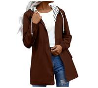 Generisch Women's Thin Rain Jacket Waterproof Foldable Raincoat with Hood Lightweight Breathable Long Windbreaker Jacket Travel Rain Poncho for Women, Women's Jackets Winter, Autumn/Winter Gift