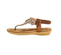 Generisch Women's Toe Separator with T-Strap Glitter Soft Soles Flat Shoes Elegant Sandals Rhinestone Roman Sandals Comfortable Slippers Mules Lightweight Summer Shoes for Pool Party, Style Y02 Brown