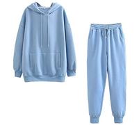 Generisch Women's Tracksuit Set, Jogging Suit, Autumn-Winter, Plain, Warm Stretch Running Clothing, Hoodie and Jogging Bottoms, 2-Piece Outfit, Outdoor Workout Running Trousers, Tracksuit, S-XL, blue