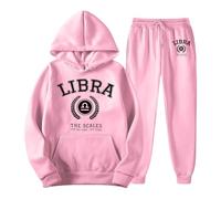 Generisch Women's Tracksuit with Libra Zodiac Print - Two Piece Set of Hoodie and Jogging Bottoms | Casual Leisure Suit in College Style, style_f07 pink, 3XL