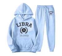 Generisch Women's Tracksuit with Libra Zodiac Print - Two Piece Set of Hoodie and Jogging Bottoms | Casual Leisure Suit in College Style, style_f05 blue, L