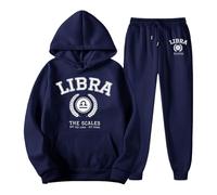 Generisch Women's Tracksuit with Libra Zodiac Print - Two Piece Set of Hoodie and Jogging Bottoms | Casual Leisure Suit in College Style, Style_f06 Navy, S