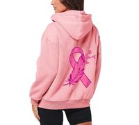Generisch Women's Tracksuits with Monthly Breast Cancer Prevention, Zip, Long Sleeves, Pocket, Drawstring, Casual Fleece Sports Hoodie, S Hoodie Women, pink, L