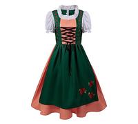 Generisch Women's Traditional Dress for the German Oktoberfest, National Dress, Checked Dress, Leisure Suit, Summer Dress, Maxi, Green, L