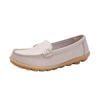 Generisch Women's Trainers, Black Slip On Trainers, Lightweight Leather Casual Shoes, Elegant Walking Shoes, Breathable Outdoor Shoes, Non-Slip Loafers, Casual Comfort Shoes, Flat Shoes, beige, 6 UK