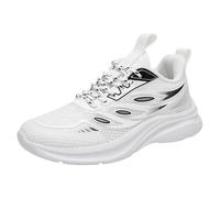 Generisch Women's Trainers, Comfortable, Breathable Mesh Running Shoes for Couples, Lightweight Casual Shoes with Flexible Sole, White, 12 UK