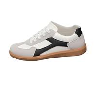 Generisch Women's Trainers Made of Velour and Smooth Leather - Sporty Leisure Shoes with Interchangeable Foot Bed Classic Retro Walking Shoes Flexible Rubber Sole Lightweight Sports Shoes Comfortable