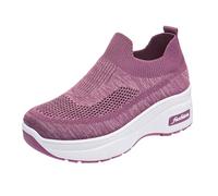 Generisch Women's Trainers Orthopaedic Shoes Without Laces Mesh Breathable Running Shoes Slip On Hiking Shoes Non-Slip Casual Comfortable Walking Shoes Thick Sole Casual Shoes Jogging Shoes, Purple, 7