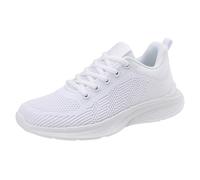 Generisch Women's Trainers Shoes with Soft Sole Lightweight Lace-Up Trainers Breathable Barefoot Shoes Platform Walking Shoes Outdoor Fitness Leisure Shoes Shock Absorbing, White, 10 UK