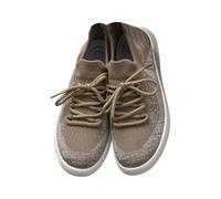 Generisch Women's Trainers, White Fabric, Lightweight Casual Shoes with Fly Weave Pattern for Women, Plain Flat Non-Slip, Slip-On, Breathable, Comfortable Outdoor Hiking Shoes, brown, 4 UK