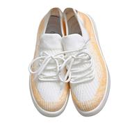 Generisch Women's Trainers, White Fabric, Lightweight Casual Shoes with Fly Weave Pattern for Women, Plain Flat Non-Slip, Slip-On, Breathable, Comfortable Outdoor Hiking Shoes, White, 9 UK