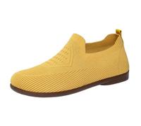 Generisch Women's Trainers, Wide Foot Trainers, Width H, Comfortable Walking Shoes, Ballet Shoes, Woven Breathable Outdoor Sports Shoes, Slip-On Casual Shoes, Soft Sole Summer Shoes, yellow, 6 UK
