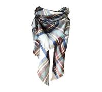 Generisch Women's Triangular Scarf with Double Multicolor Check Pattern Neck Warmer Hot Water Bottle Scarf, lightblue, One Size
