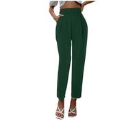 Generisch Women's Trousers Black Women's Trousers High Waist Satin Loose Fit and Silk Pockets Women's Trousers 38, Dark green, XL