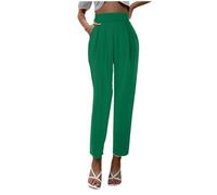 Generisch Women's Trousers Black Women's Trousers High Waist Satin Loose Fit and Silk Pockets Women's Trousers 38, Green, S