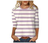 Generisch Women's Tunic Top with Three-Quarter Sleeve Crew Neck Graphic Casual T-Shirt for Mid-Length Casual Wear