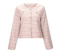 Generisch Women's Tweed Jacket in Classic Bouclé Style, Elegant Short Jacket with Decorative Buttons, Timeless Blazer for Business and Festive Occasions, Style_b02 Red, M