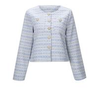 Generisch Women's Tweed Jacket in Classic Bouclé Style, Elegant Short Jacket with Decorative Buttons, Timeless Blazer for Business and Festive Occasions