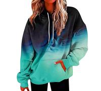 Generisch Women's Unusual Loose Sweatshirt Hoodie Sweatshirt Casual Colourful Long Sleeve Sweatshirt with Drawstring Pockets Letters, Green, L