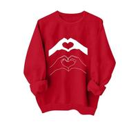 Generisch Women's Valentine's Day Sweatshirt Red Cute Print Sweatshirt Casual Pullover with Heart Pattern My Orders Display, red, XXL