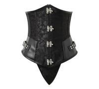 Generisch Women's Vintage Corset Shapewear Gothic Corset with Steel Bones Steampunk Laces Corset Underbust Faux Leather Halloween Corset for Waist Training Aesthetic Design, black, L