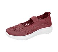 Generisch Women's Walking Shoes Breathable Mesh Nurse Shoes Lightweight Memory Foam Air Cushion Trainers Summer Breathable Jogging Shoes Outdoor Shoes Orthopaedic Shoes, Red (watermelon red), 7 UK