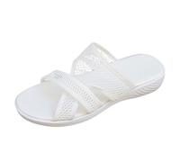 Generisch Women's Warm Fashionable Summer Slippers, Breathable Mesh Toe Post Flatter, Comfortable Beach Sandals for Indoor and Outdoor Use, Casual Wear, White, 5 UK
