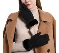 Generisch Women's Warm Gloves Touching the Screen Thickened Hair Mouth Gloves Scarf Black (Black, One Size)