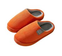 Generisch Women's Warm Slippers Plush Lined Non-Slip Plain Felt Slippers Fluffy Felt Slippers Flat Slippers Thick Sole Winter Shoes For Indoor Use, orange, 4 UK