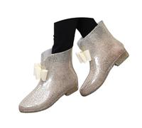 Generisch Women's Waterproof Boots for Everyday Leisure - Comfortable Rain Boots with Soft Sole Glitter Bow Detail Ideal for Walks Hiking Outdoor Adventures, beige, 7 UK