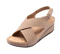 Generisch Women's Wedge Heel Sandals for Comfortable Padded Walking Sandals with Arch Support Open Toe Ankle Strap Wide Fit, White, 8.5 UK