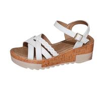 Generisch Women's Wedge Sandals Boho Espadrilles Summer Braided Shoes Wide Fit Strappy Sandals Lightweight Sandals Platform Breathable Sandals Non-Slip Mules for Walking, Style A03 White, 4.5 UK