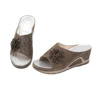 Generisch Women's Wedge Sandals with Platform Comfortable Elegant for Summer Outfits Stylish Toe Separator with Non-Slip Sole Soft Footbed Ideal Casual Shoes for Warm Days, brown, 5 UK
