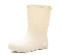 Generisch Women's Wellington Boots Fashionable Rainy Season Medium High Plain Reinforced Waterproof Non-Slip Perfect Comfortable Waterproof Boots, beige, 5 UK