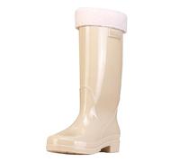 Generisch Women's Wellington Boots, High and Lightweight, Rain Boots, Women's Waterproof, Slip-On Boots, Four Seasons Work Boots, Plush Lined, Removable Water Shoes, Angler Rain Boots, beige, 8.5 UK