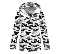 Generisch Women's Windbreaker Jacket Black White Striped Transition Jacket Women's Elegant Rain Jacket with Print Hooded Jacket Large Sizes Softshell Jacket Camouflage Hiking Jacket Breathable