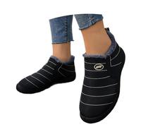 Generisch Women's Winter Ankle Boots Fashionable Fleece Lined Snow Boots Water Comfortable Casual Warm Slip-On Boots for Women Wehrmacht, black, 2/2.5 UK