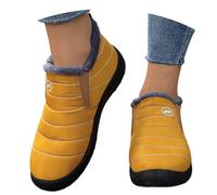 Generisch Women's Winter Ankle Boots Fashionable Fleece Lined Snow Boots Water Comfortable Casual Warm Slip-On Boots for Women Wehrmacht, yellow, 7 UK